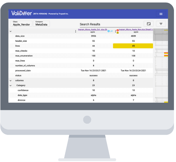 ValiDiffer MetaData comparison